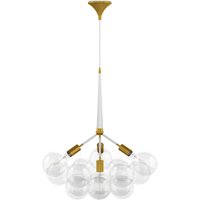 Deckenlampe mit Glaskugeln - Design Pendelleuchte - 12 Kugeln - Glaub Weiß - Glas, Metall - Weiß von PRIVATEFLOOR