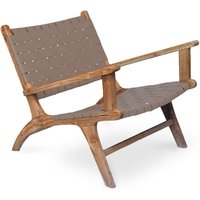 Privatefloor - Loungesessel mit Armlehnen - Boho Bali Design Armchair - Holz und Leder - Recia Braun Privatefloor - Loungesessel mit Armlehnen - Boho Bali Design Armchair - Holz und Leder - Recia Braun von PRIVATEFLOOR