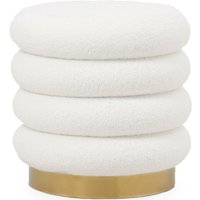 Runder Pouf bezogen mit Bouclé-Stoff - Gereth Weiß Runder Pouf bezogen mit Bouclé-Stoff - Gereth Weiß von PRIVATEFLOOR