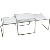 Privatefloor - Set aus 2 stapelbaren Couchtischen - Holz und Stahl - Lacky Weiß von PRIVATEFLOOR