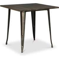 Privatefloor - Quadratischer Esstisch - Industriedesign - Holz und Metall - Stylix Metallic bronze von PRIVATEFLOOR
