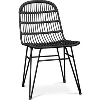 Rattan-Esszimmerstuhl - Boho-Stil - Many Schwarz - Stahl, Synthetisches Rattan - Schwarz von PRIVATEFLOOR