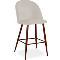 Privatefloor - Samtgepolsterter Hocker - Skandinavisches Design - 66cm - Evelyne Beige von PRIVATEFLOOR