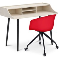 Privatefloor - Holzschreibtisch - Skandinavisches Design - Torkel + Designer-Bürostuhl - Joan Rot - - Rot von PRIVATEFLOOR