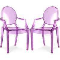 Privatefloor - Set aus 2 transparenten Esszimmerstühlen - Armlehnen-Design - Louis xiv Purple transparent Privatefloor - Set aus 2 transparenten Esszimmerstühlen - Armlehnen-Design - Louis xiv Purple transparent von PRIVATEFLOOR