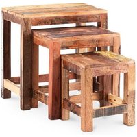 Set aus 3 stapelbaren Beistelltischen - Holz - Seaside Multicolor Set aus 3 stapelbaren Beistelltischen - Holz - Seaside Multicolor von PRIVATEFLOOR