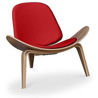 Designer-Sessel - Skandinavischer Sessel - Kunstlederbezug - Lucy Rot - Massive Eiche, Veganes Leder, Holz - Rot von PRIVATEFLOOR
