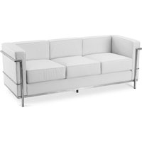Sofa mit Lederbezug - 3-Sitzer - Kart Weiß - Rostfreier Stahl, Leder, Leder, Metall - Weiß von PRIVATEFLOOR