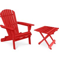 Privatefloor - Stuhl und Gartentisch für den Außenbereich - Holz - Alana Rot - Hemlock Holz - Rot von PRIVATEFLOOR