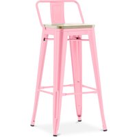 Barhocker mit Rückenlehne - Industriedesign - 76 cm - Stylix Pink - Holz, Stahl - Pink von PRIVATEFLOOR