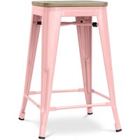 Barhocker im Industriedesign - Holz & Stahl - 61cm - Stylix Pastellorange von PRIVATEFLOOR