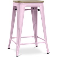 Barhocker im Industriedesign - Holz & Stahl - 61cm - Stylix Pastellpink von PRIVATEFLOOR