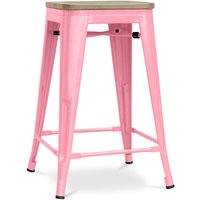 Barhocker im Industriedesign - Holz & Stahl - 61cm - Stylix Pink - Holz, Stahl - Pink von PRIVATEFLOOR