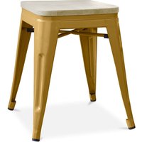 Privatefloor - Stylix Hocker - Metall und helles Holz - 45cm Gold - Holz, Eisen - Gold von PRIVATEFLOOR