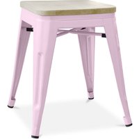 Privatefloor - Hocker im Industriedesign - Holz & Metall - 45cm - Stylix Pastellpink - Holz, Stahl - Pastellpink von PRIVATEFLOOR