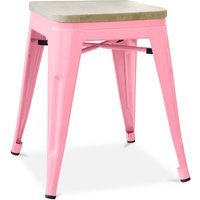 Privatefloor - Hocker im Industriedesign - Holz & Metall - 45cm - Stylix Pink - Holz, Stahl - Pink von PRIVATEFLOOR