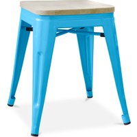 Privatefloor - Hocker im Industriedesign - Holz & Metall - 45cm - Stylix Turquoise - Holz, Stahl - Turquoise von PRIVATEFLOOR