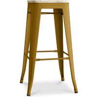 Barhocker - Industriedesign - Stahl & Holz - 76cm - Stylix Gold - Holz, Stahl - Gold von PRIVATEFLOOR