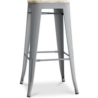 Barhocker - Industriedesign - Stahl & Holz - 76cm - Stylix Hellgrau von PRIVATEFLOOR