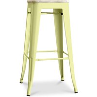 Barhocker - Industriedesign - Stahl & Holz - 76cm - Stylix Pastellgelb von PRIVATEFLOOR