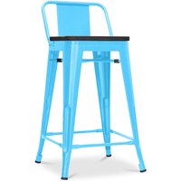 Barhocker im Industriedesign mit Rückenlehne - Holz & Stahl - 60 cm - Stylix Turquoise - Holz, Stahl - Turquoise von PRIVATEFLOOR