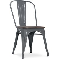 Stylix Stuhl Holz Neuauflage - Metall Dunkelgrau - Holz, Eisen - Dunkelgrau von PRIVATEFLOOR
