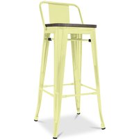Industrielles Design Barhocker mit Rückenlehne - Holz & Stahl - 76cm - Stylix Pastellgelb von PRIVATEFLOOR