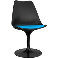 Tulipan Stuhl schwarz mit Kissen Turquoise - Kunstleder, pp, Metall - Turquoise von PRIVATEFLOOR