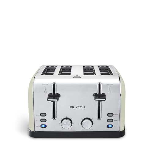 PRIXTON - Bianca Toaster - 4 Scheiben - 7 Röststufen - Leistung 1900W - Rostfreier Stahl von PRIXTON