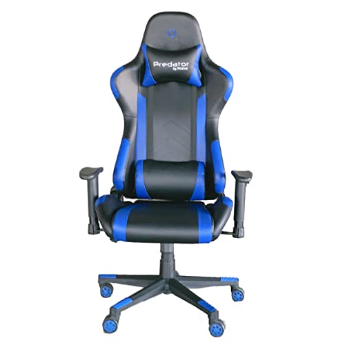 PRIXTON - Predator Gaming Chair - Ergonomischer Bürostuhl - Höhenverstellbar - Armlehnen mit hochstrukturiertem Schaumstoff gepolstert - Nackenkissen inklusive (blau) von PRIXTON