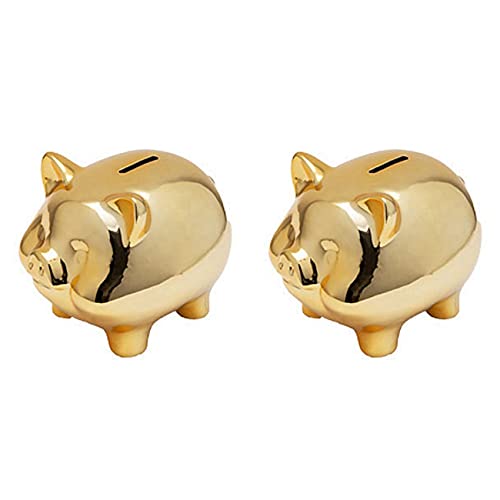 PRIZOM 2X Keramik Gold Schwein Sparschwein Niedliche Münze Sparschwein Heimtextilien Glückliches Schwein Gold Schwein von PRIZOM