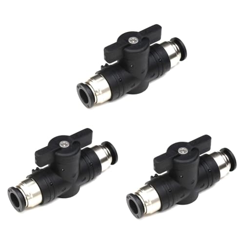 PRIZOM 6 mm Push Connect Ventil Ball Ventil 6 mm Air Flow Control Ventil Quick Connect Ventil Tube Fittings 3 Stück von PRIZOM