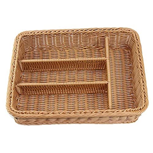 PRIZOM Rattan Besteckkorb Besteckkorb Aufbewahrung Besteck Essstäbchen Korb Rattan Schreibtisch Schublade von PRIZOM