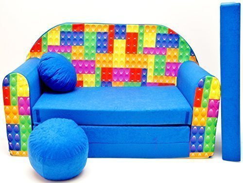 Pro Cosmo Kinder Sofabett + Gratis Polsterhocker und Kissen Kindermöbel Set - C32 von Pro Cosmo