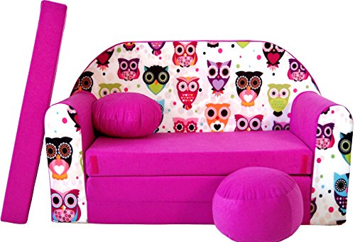 Pro Cosmo Kindersofa Bettfunktion 3in1 Sofa + Gratis Polsterhocker und Kissen Kindermöbel Set - H17 von Pro Cosmo