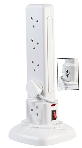 Pro Elec 27℉WHT 10-Wege-Tower-Verlängerungskabel mit USB, 2 m, Weiß von PRO-ELEC