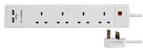 Pro Elec PEL00104 USB-Verlängerungskabel, 4-fach, 1 m, Weiß von PRO ELEC