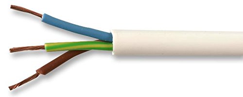 Pro Elec PEL01080 3-adriges Netzkabel, 1,00 mm2, 10 A, Weiß, 50 m von PRO-ELEC