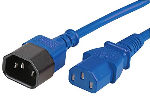 Pro Elec PELR0011 IEC Stecker C14 auf Buchse C13 Verlängerungskabel, blau, 5 m, 10 A, 250 V von PRO-ELEC
