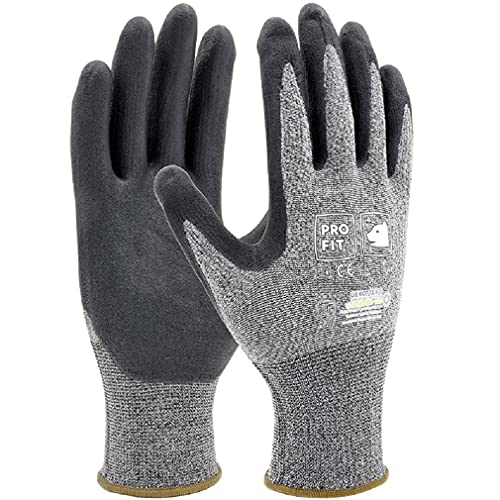 PRO FIT 12 Paar - HIT Nitrilschaum Feinstrickhandschuh, grau/schwarz 10 von PRO FIT