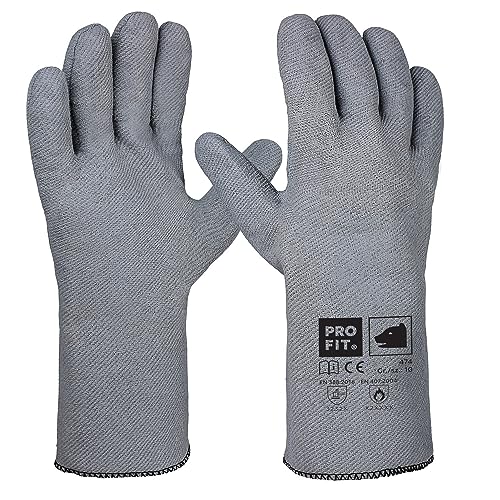 PRO FIT 474 Hitzebeständiger Nitril-Handschuh – Hitzeschutzhandschuh bis 250°, Ofenhandschuh, Bäckerhandschuh, Grillhandschuh, Lebensmittelecht – 1 Paar, Grau, Gr. 10 von PRO FIT