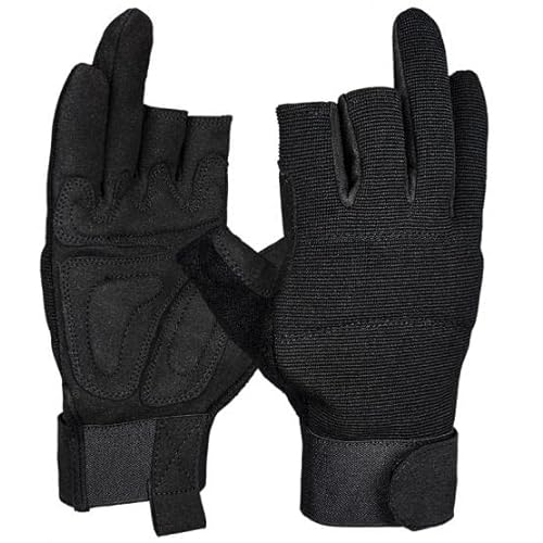 PRO FIT 9980 Mechaniker Handschuhe – 3 Finger Montage Handschuh, Outdoor Techniker Handschuhe, Arbeitshandschuhe aus Kunstleder - 1 Paar, Schwarz, Gr. 8 von PRO FIT