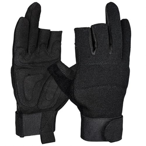 PRO FIT 9980 Mechaniker Handschuhe – 3 Finger Montage Handschuh, Outdoor Techniker Handschuhe, Arbeitshandschuhe aus Kunstleder - 1 Paar, Schwarz, Gr. 9 von PRO FIT