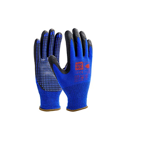 PRO FIT NI-Thermo Nitril-Feinstrickhandschuh, 12 Paar, Blau/Schwarz, mit Punktbenoppung Größe 7 von PRO FIT