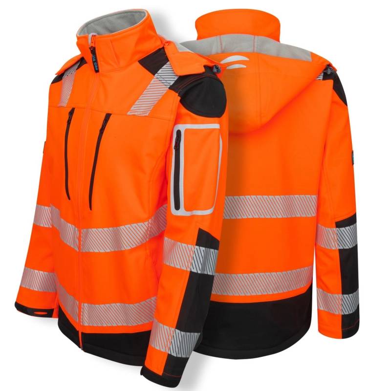 PRO FIT Warnschutz Softshelljacke Neonorange Reflektierend Windabweisend Gr. M von PRO FIT