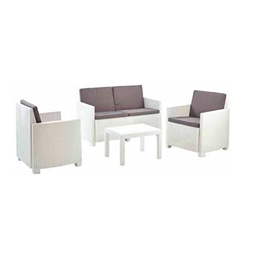 Stuhl Sand weiß 4-teilig 8 Kissen Set von PRO GARDEN