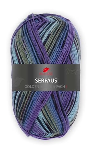 Pro Lana Golden Socks 4-fach Serfaus 08 - Blau/Blauviolett/Oliv/Schwarz von PRO LANA