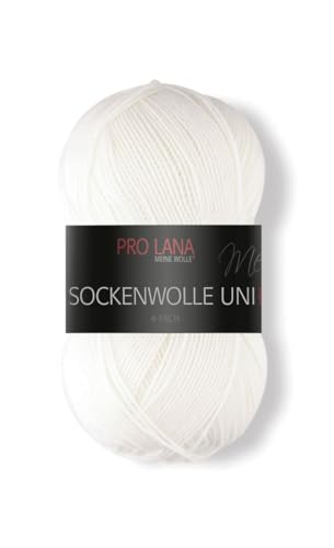 Pro Lana Sockenwolle Uni 4-fach 401 - weiß Pro Lana Sockenwolle Uni 4-fach 401 - weiß von PRO LANA