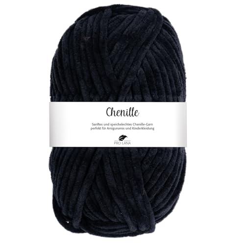 Pro Lana CHENILLE 100 g samtig weiche und stabile Chenille Wolle 110 m, Farbe:099 - schwarz Pro Lana CHENILLE 100 g samtig weiche und stabile Chenille Wolle 110 m, Farbe:099 - schwarz von PRO LANA