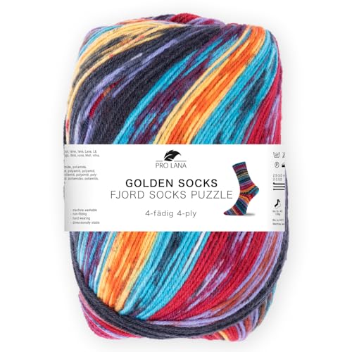 Pro Lana FJORD SOCKS PUZZLE 100 g Stricken zu einem Abenteuer der Formen und Farben, Farbe:80 von PRO LANA